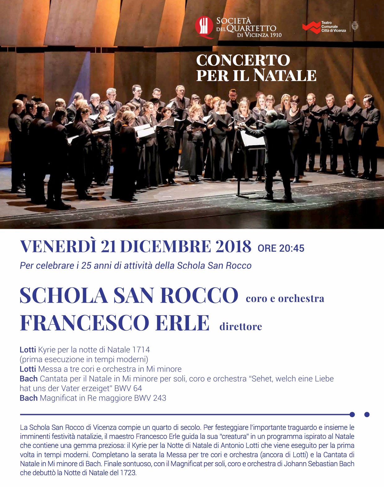 Concerto natalizio per festeggiare i 25 anni della Schola